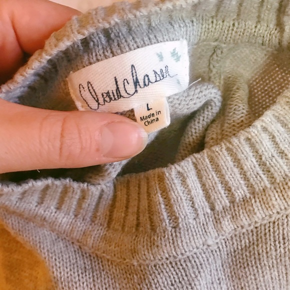 Gray Knit Cloud Chaser High Crew Neck Sweater - Picture 2 of 2